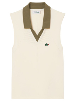 Женское теннисное поло Lacoste Sleeveless Stretch Knit - white/khaki green