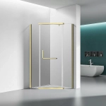 Душевой уголок Veconi Rovigo RV36G-80-01-C5 80х80 стекло прозрачное/профиль брашированное золото