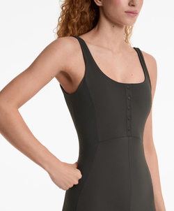 Oysho Длинный комбинезон Comfortlux с деталями в рубчик, свинцовый