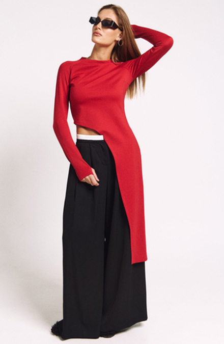 Брюки-палаццо с поясом 1251 черный