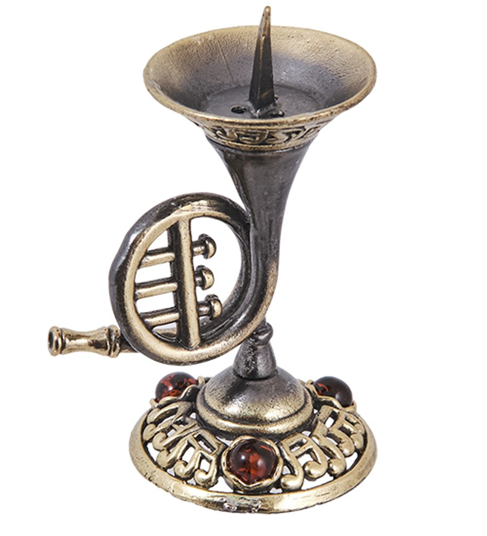 Народные промыслы AM-4026 Подсвечник «Подсвечник Тромбон» (латунь, янтарь)