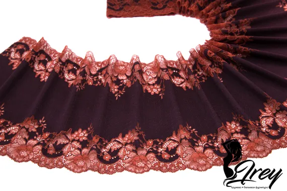03-239 ОПТ Кружево эластичное 23 см, слива/терракот
