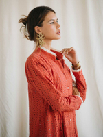 Платье макси из прошвы (коралл)