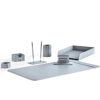 Настольный набор из кожи Cuoietto Treccia серии Business из 7 предметов (NBCTrGrey7.1)