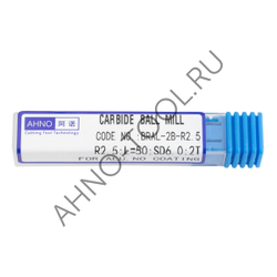 Фреза твердосплавная сферическая  2мм (L=50, l=4, хв=6) Z2 35° по алюминию и цвет.металлам BRAL-2B-R