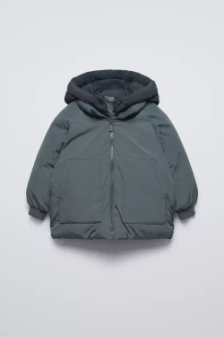 ZARA СТЕГАНАЯ КУРТКА WATER REPELLENT, СИНЕВАТЫЙ