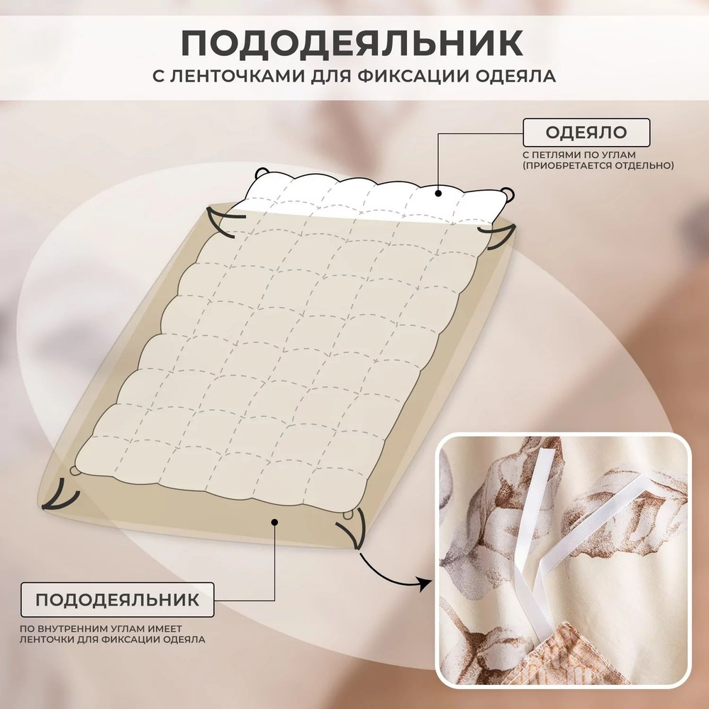 Комплект постельного белья Люкс Сатин 100% хлопок на резинке