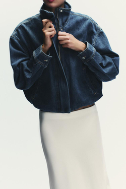 ZARA ДЖИНСОВАЯ КУРТКА TRF, СИНИЙ