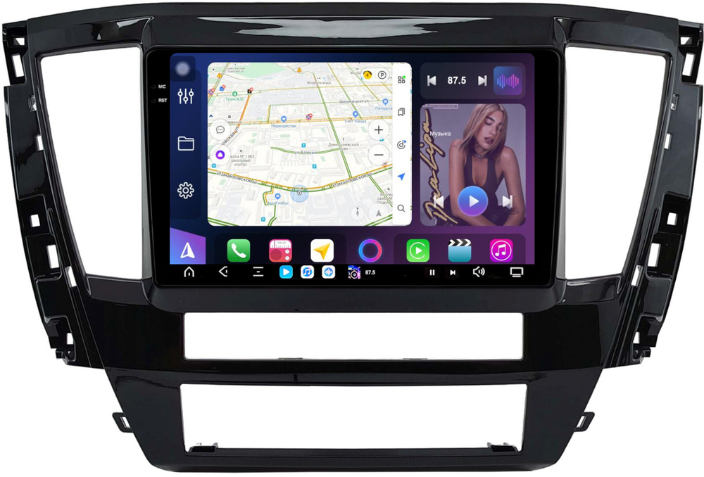 Магнитола Mitsubishi Pajero Sport 3 2020-2024, Montero Sport (прямоугольный климат) - FarCar GX3118M монитор 9.5" 2K QLED на Android 14, TS20, 6+128Гб, CarPlay, 4G SIM-слот