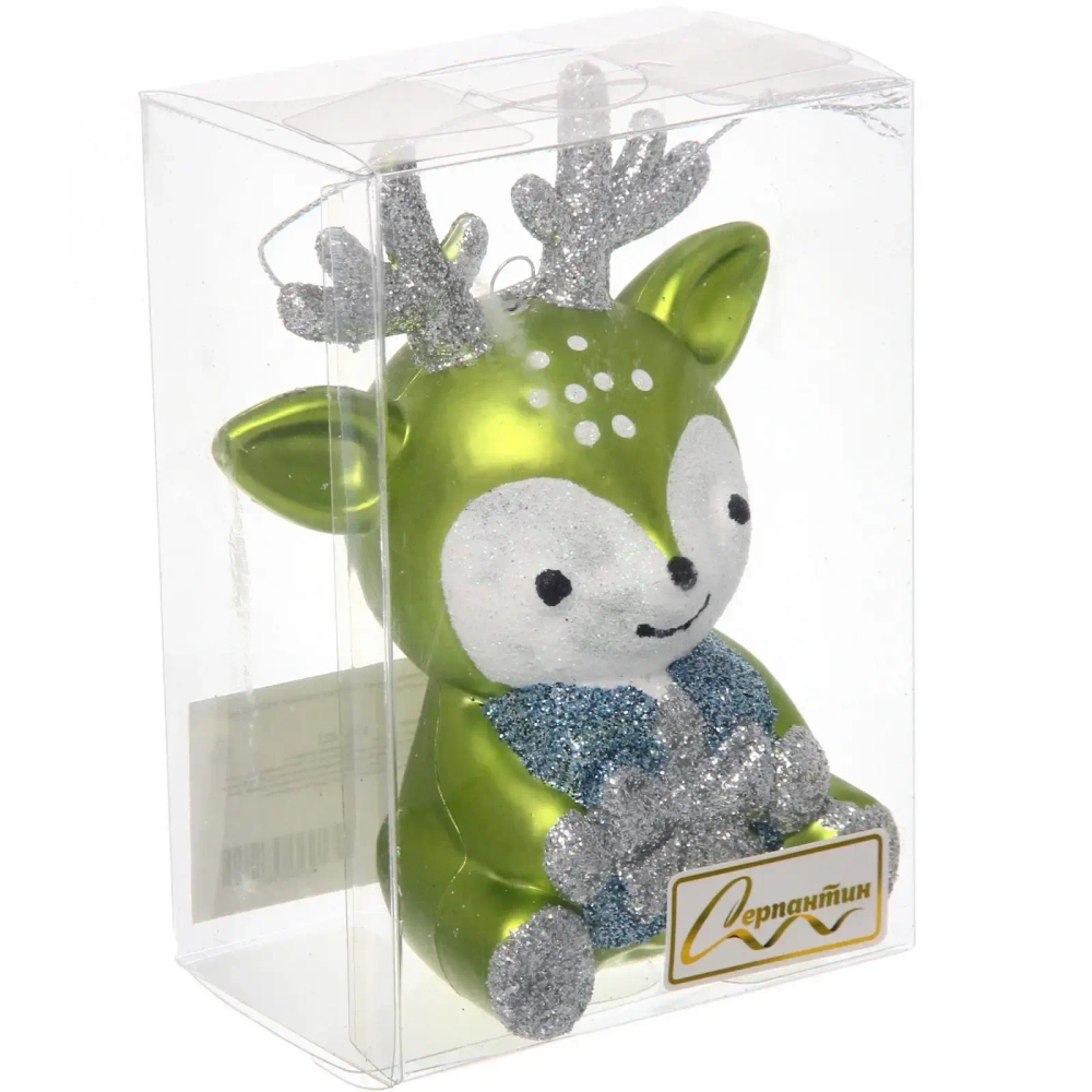 Ёлочная игрушка «Весёлый оленёнок» 8*5.5*11.5 см, Салатовый