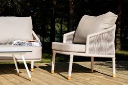 "Верона" лаунж-зона 5-местная плетеная из роупа (веревки), каркас алюминиевый белый, роуп бежевый