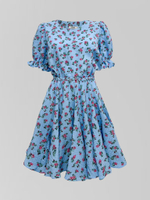 Платье Astudio 0340 короткое в цветок с резинкой на талии и пышной юбкой