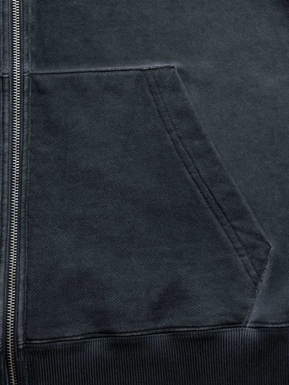 Худи Hardlunch Logo на молнии garment dye темно-серый