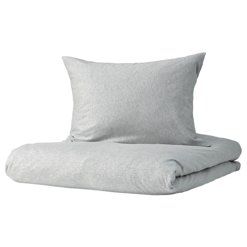 IKEA SPJUTVIAL  (ИКЕА СПЙУТВИАЛ)  -  Пододеяльник и 2 наволочки, светло-серый/меланж, 200x200/50x60 см