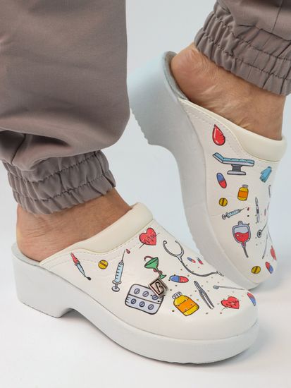 503 | "Anna" Женские медицинские сабо (принт)