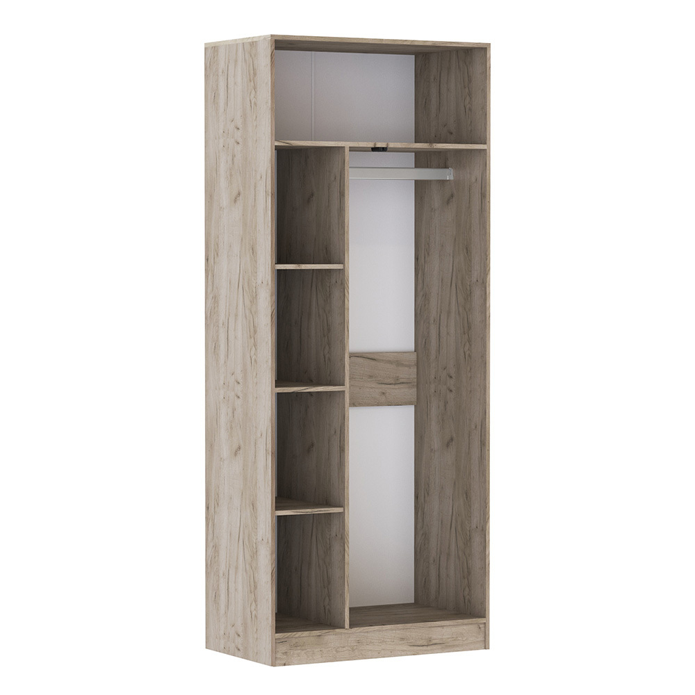 Шкаф для одежды и белья Руэлла, Дуб крафт серый, Дуб крафт белый