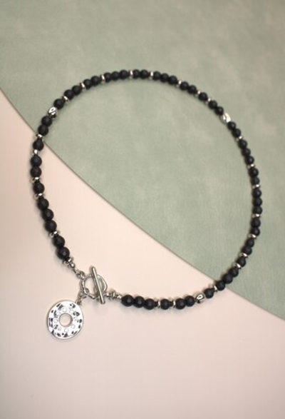 Колье-чокер с черным агатом "Ночной оберег"