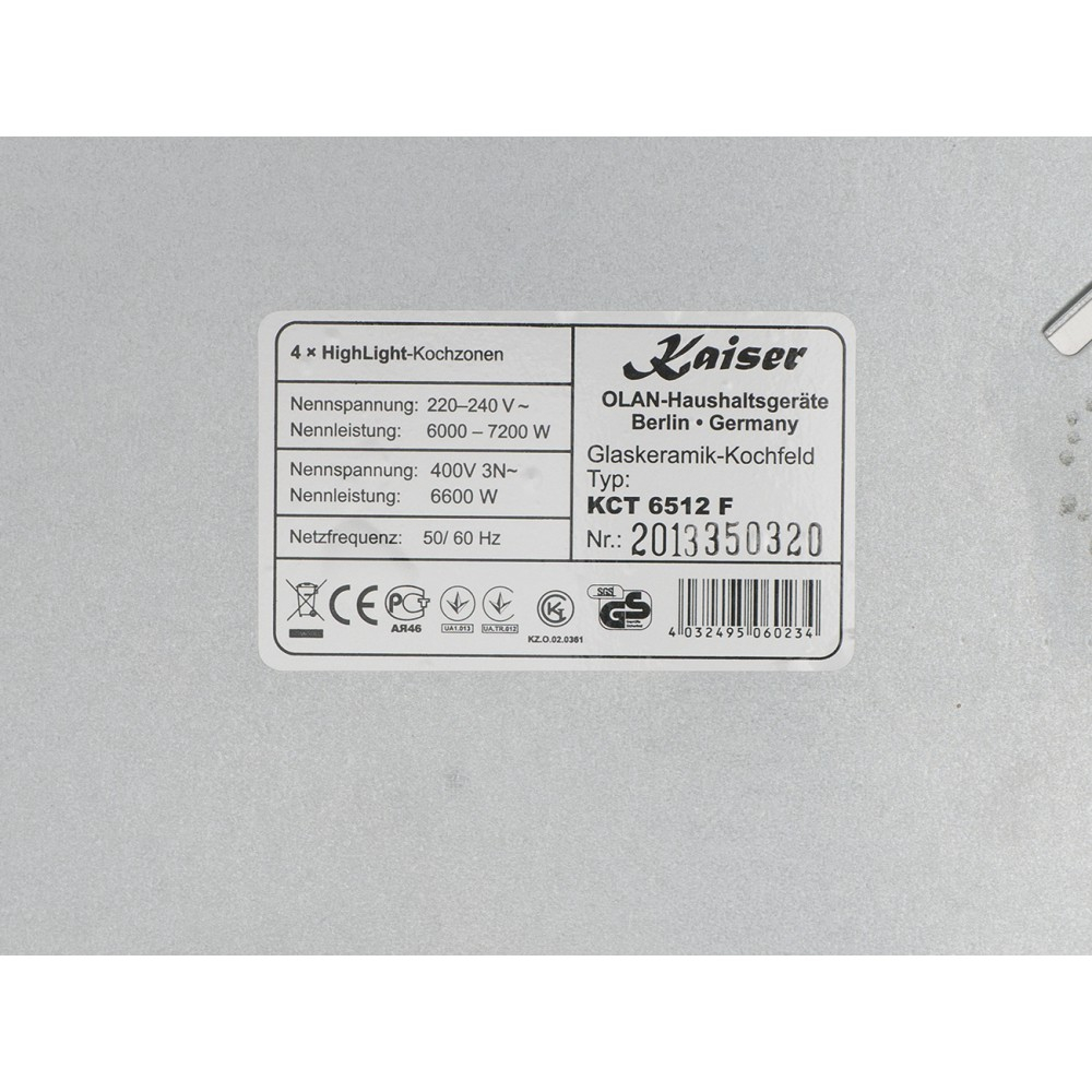 Электрическая варочная поверхность Kaiser KCT 6512F