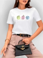 Футболка больших размеров с принтом цветы