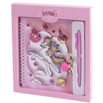 Блокнот в футляре, 17,5 см * 19,5 см, гребень, Alingar, ламин, конгрев, эффект 3D, ручка, замоч, клетка, 45 л., "Единорог", розовый