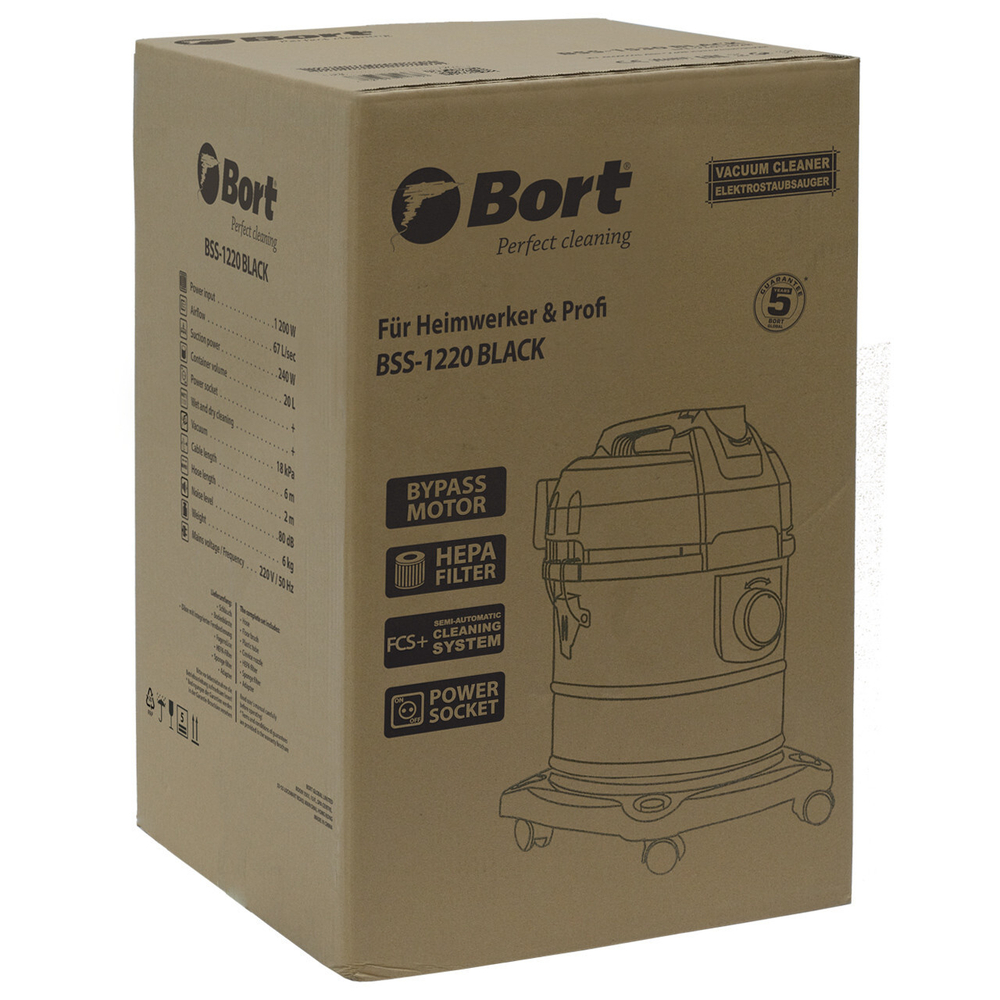 Пылесос для сухой и влажной уборки BORT BSS-1220 BLACK
