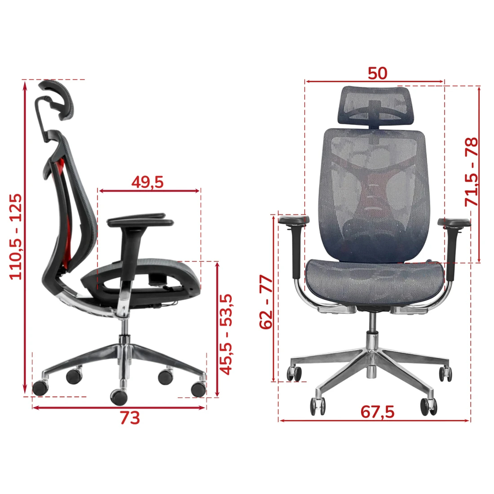 Кресло SitUp BARRACUDA Chrome (сетка Dark Gray/ткань Dark Gray)