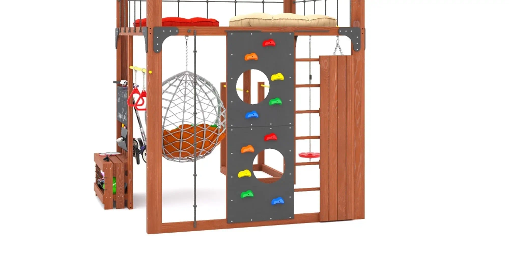 Детская площадка Савушка КУБ-1 (Махагон) с подушками и коконом
