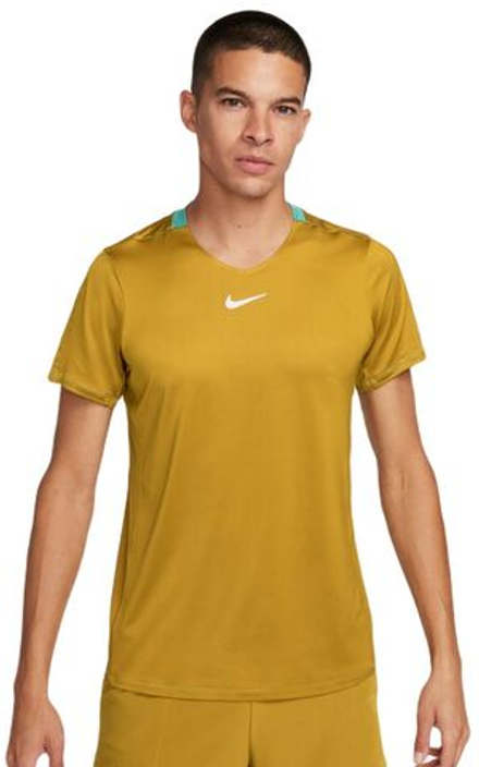 Мужская теннисная футболка Nike Court Dri-Fit Advantage Crew Top - bronzine/washed teal/white