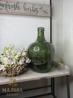 Декоративная ваза для цветов в виде бутыли "Олива" зелёная от J-LINE