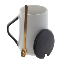 GAEM Кружка с крышкой и ложкой, 450 мл, L11 W8,5 H12,5 см, 4в.