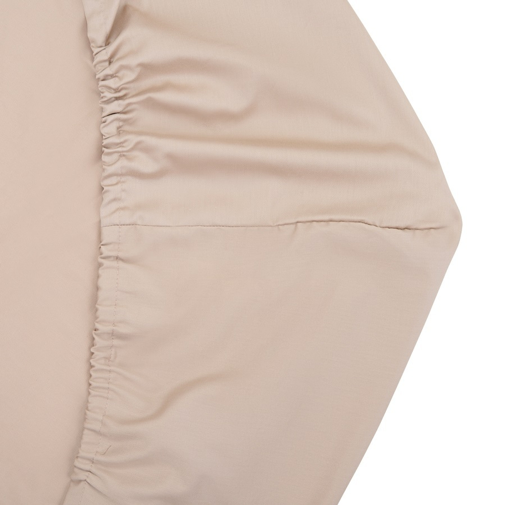 Простыня на резинке из сатина бежевого цвета из коллекции essential, 200х200 см