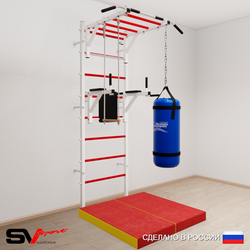 Шведская стенка Sv Sport 5437 (Турник рукоход/Брусья/Трапеция/Цепь/Мешок 30кг/Мат 1м)