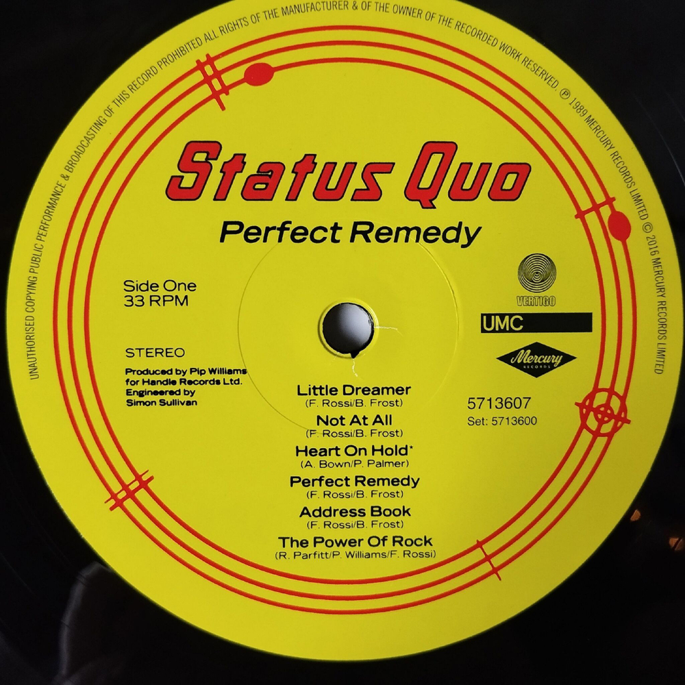 Винтажная виниловая пластинка LP Status Quo Perfect Remedy (EU 2016)