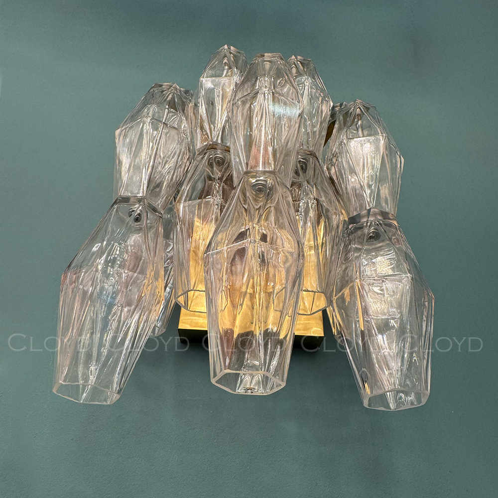 Бра Cloyd CALCUTTA W1 / выс. 37 см - латунь - прозрачн.стекло (арт.20485)