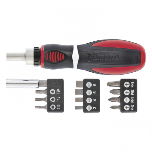 Отвертка реверсивная, набор бит, 11 шт., CrV// Matrix 11546