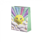 Пакет подарочный бумажный Alingar, (М) 18х23х10 см, вертикальный, "Радуга и облачка", мат. ламинация, тиснение голография, эфффект 3D, ассорти