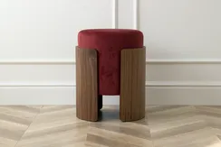 Пуф Lagom (бордовый FiberGuard, орех)