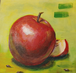 Картина "Айва", натюрморт. 30 см на 30 см. Акрил на картоне. Авторская живопись, оригинал.