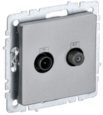 BRITE Розетка двойная TV+SAT РТВ/РСп12-БрА алюминий IEK