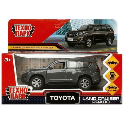 Модель ин. мет. "Toyota Prado" 12см, двери, багаж, серый, коробка PRADO-12-GY (Технопарк)