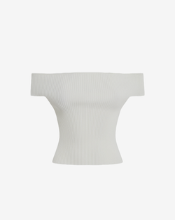 Топ трикотажный с открытыми плечами и короткими рукавами