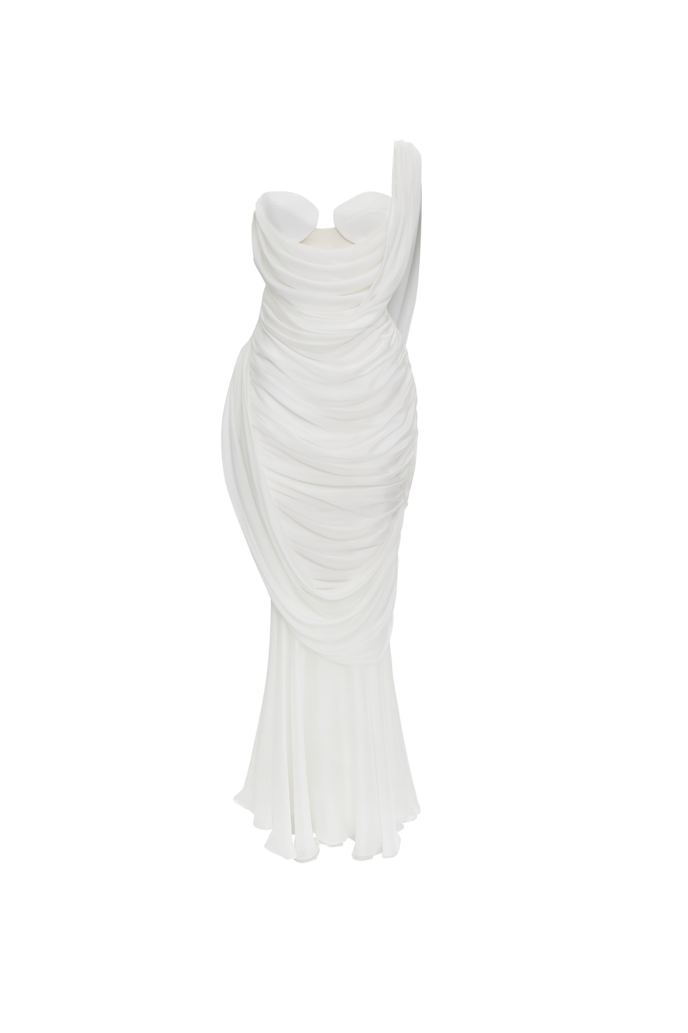 Корсетное платье макси из вискозы и шелка с драпировкой