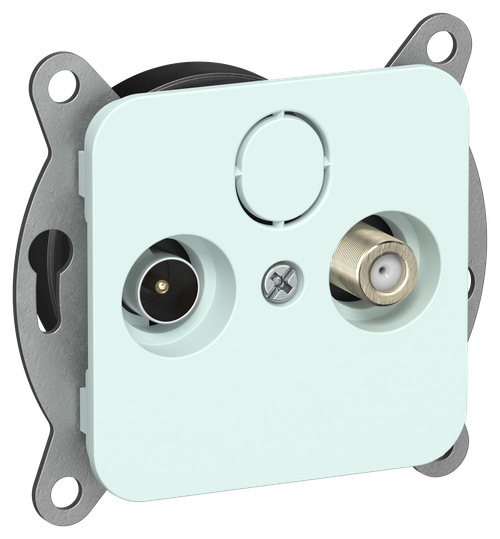 FLITE Розетка 2-местная TV+SAT экранированная проходная РТВс-2-1-2-ФлХЛ холодный лед IEK