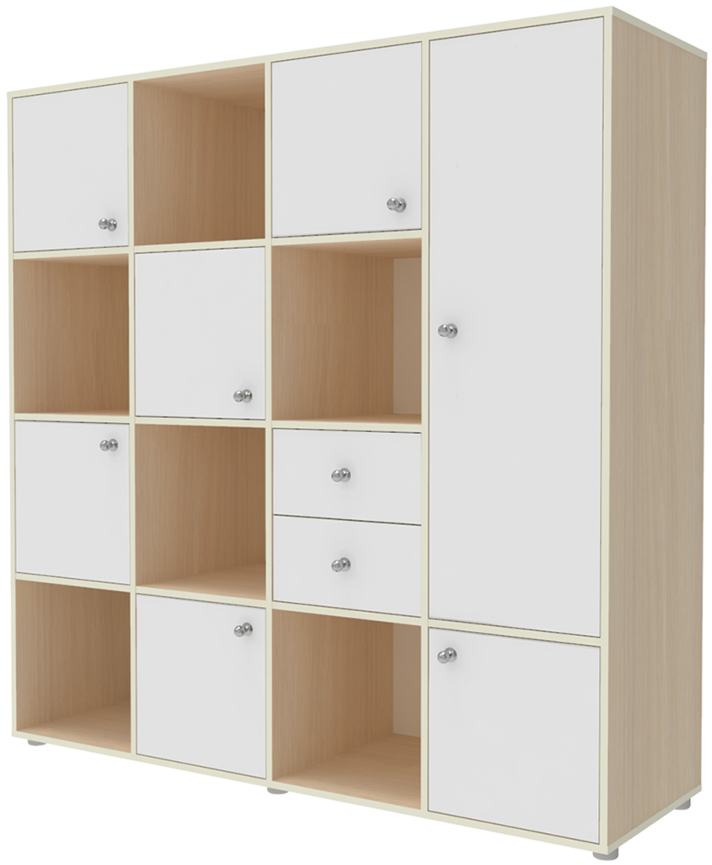 Стеллаж КарИВи Джери 2  Дуб Молочный Белый