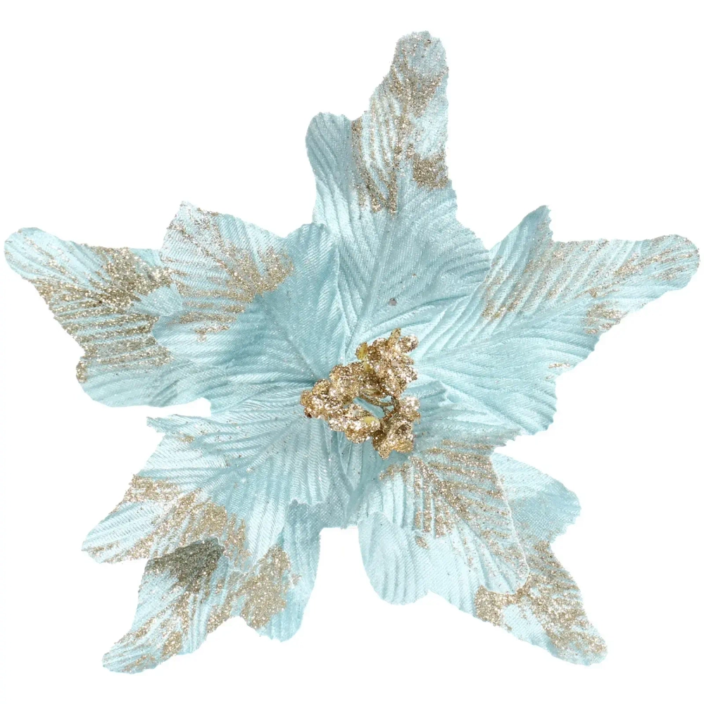 Украшение новогоднее «Пуансеттия - Нежность» 25 см, Голубой