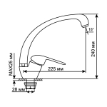 Смеситель для кухни 40k MIXLINE ML05-032 высокий излив с/отв боковая п/гайку (без подводки)