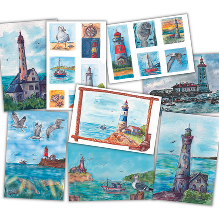 Маяки и море. 8 открыток