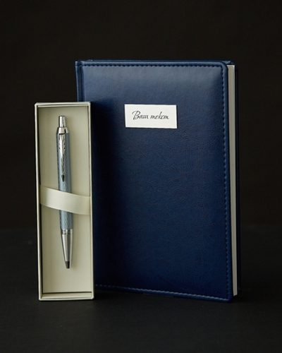 Подарочный набор с гравировкой с ручкой Parker IM Premium K318 Blue Grey CT