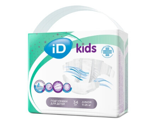 Детские подгузники ID Kids, размер 5 (Junior), 34шт