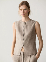 Жилет из меланжевого льна с пуговицами - MASSIMO DUTTI